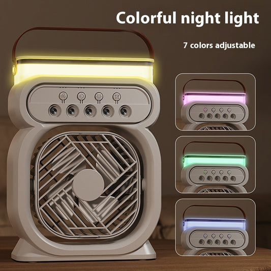 3 in 1 Tragbarer Nebelventilator, Luftkühler & LED Nachtlicht